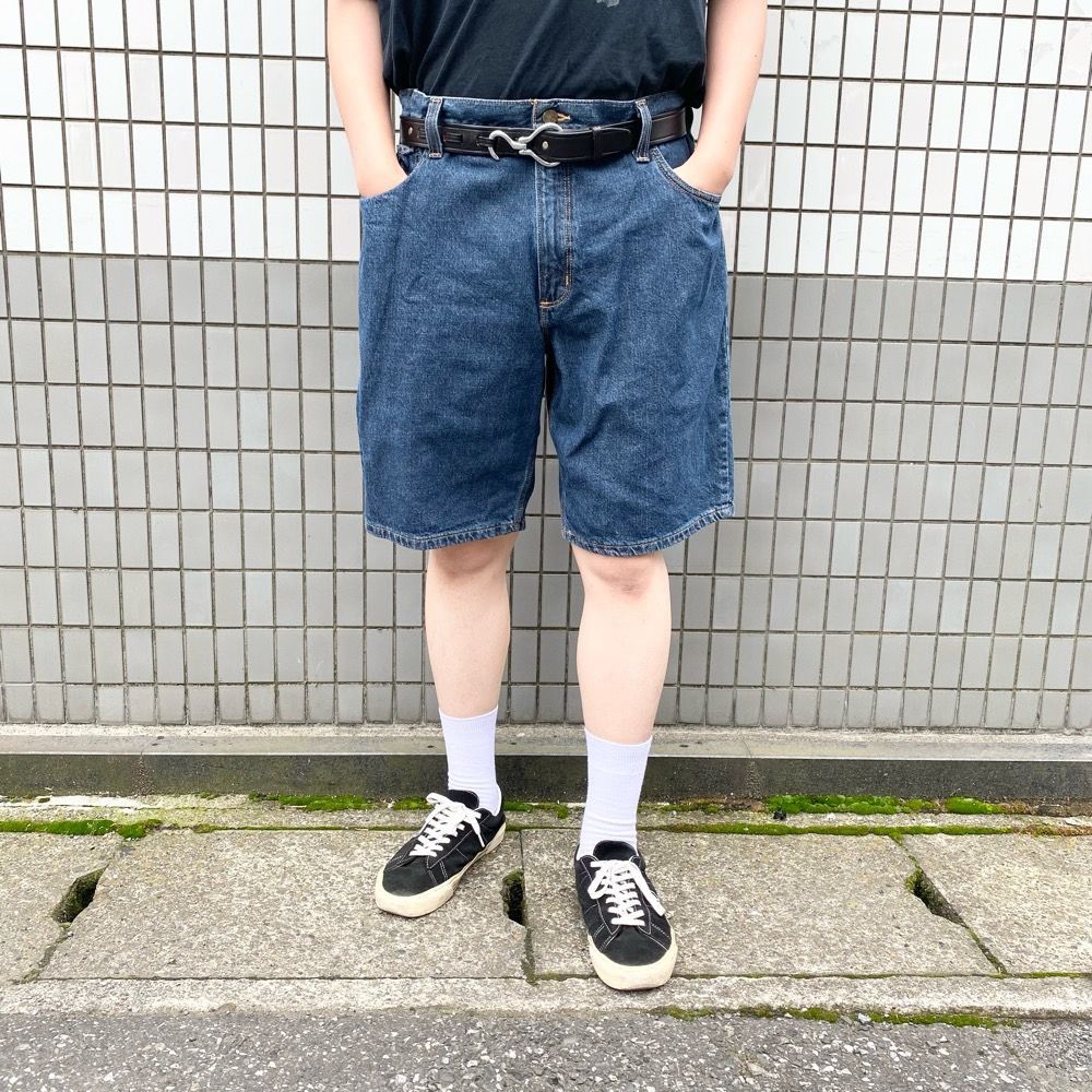 帯電防止処理加工 超ビッグサイズ Carhartt デニムハーフパンツ W48