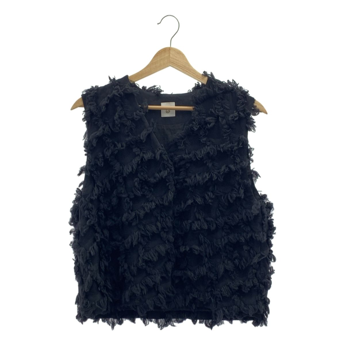 6 ROKU BEAUTY-YOUTH | ロクビューティーアンドユース | フリンジ ジャガード ベスト | F | ブラック | レディース