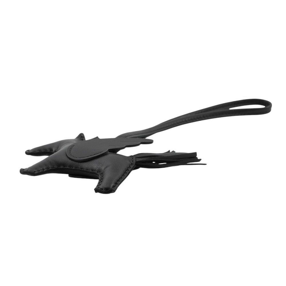 エルメス バッグチャーム ロデオPM ペガサス ブラック ラムスキン K刻印 黒