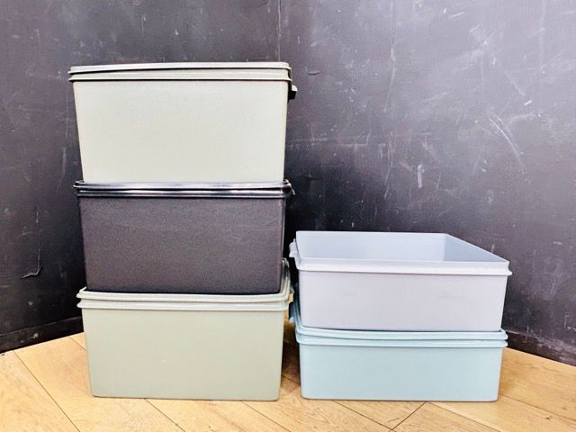 タッパーウェア 収納ケース 5点セット 蓋1つ欠品 【中古】 TUPPERWARE 容器 48x37.5x16cm 48x38x23.5cm　/58142