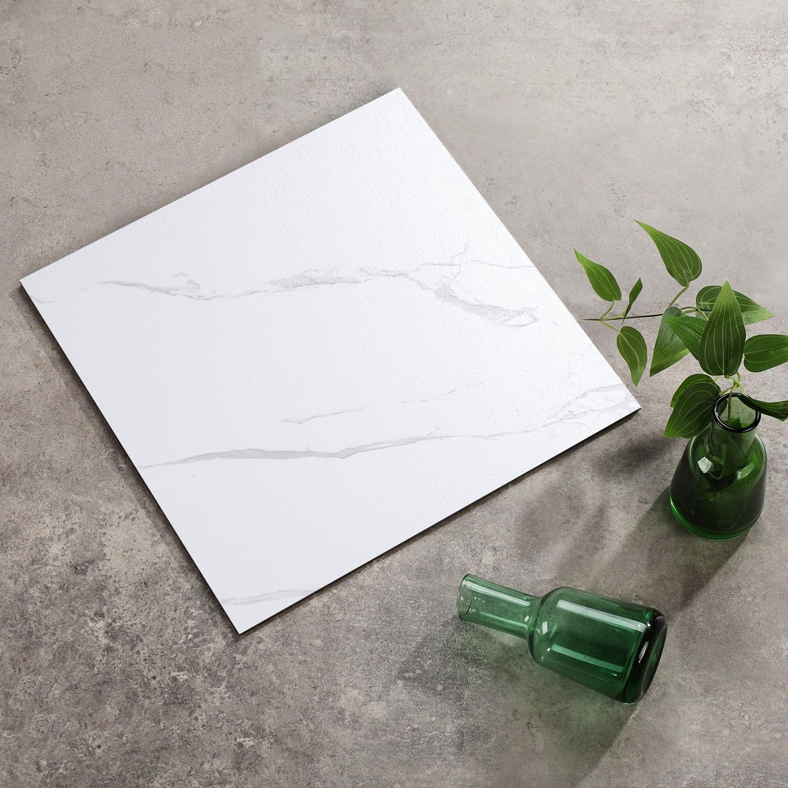 置くだけ 大理石 床 シート 54枚 約3畳 クッション フロア マット フロアタイル トイレ 防水 フロリング マット 玄関 床 diy 張り替え リメイク シート 床材 白Xグレー 型番号803