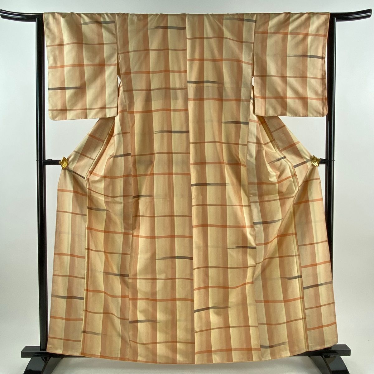 平和屋着物○本場大島紬 横段市松吉祥文 正絹 逸品 CAAU1719yc