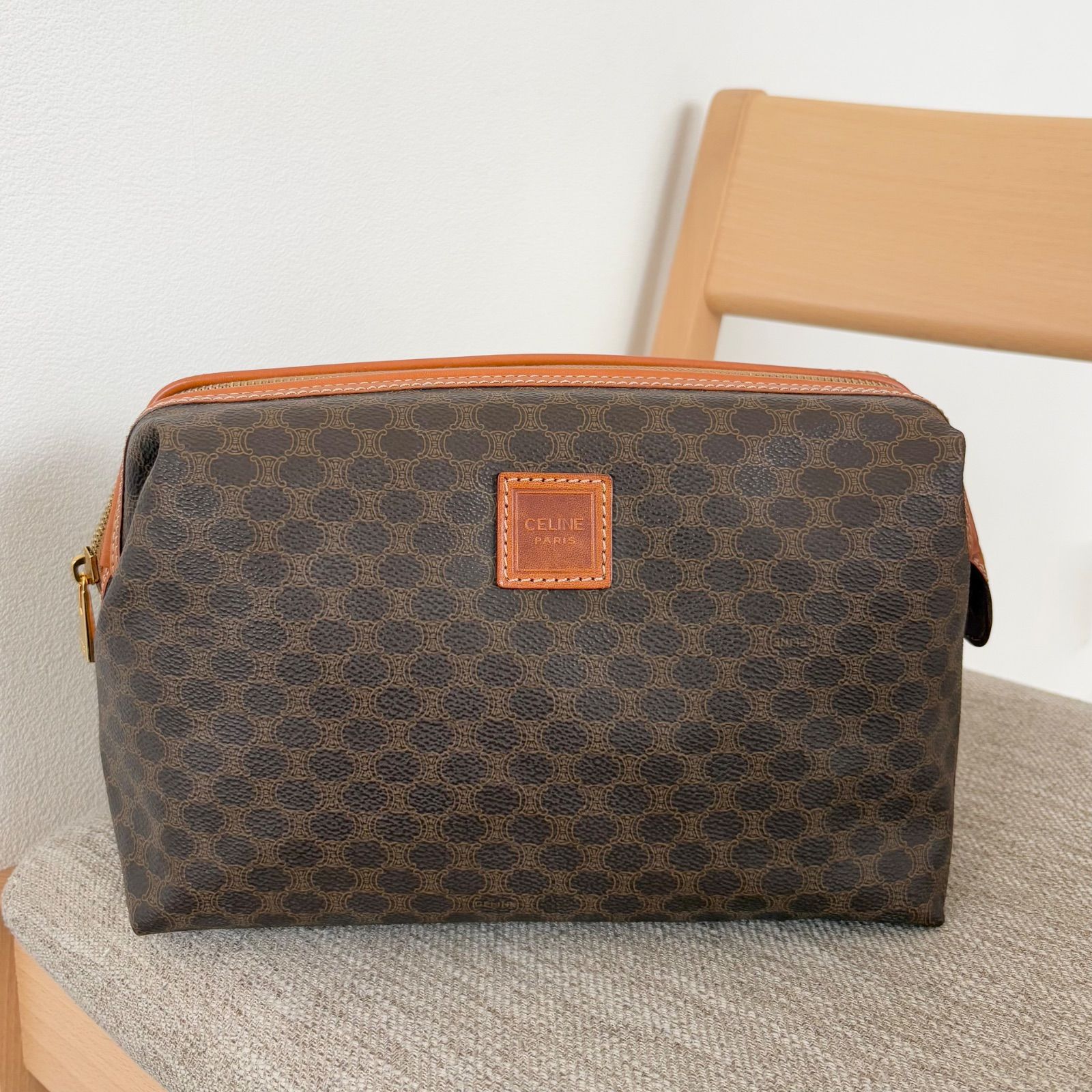 ✨️極美品✨ CELINE セリーヌ コスメポーチ マカダム柄 PVC レザー セリーヌ CELINE コスメポーチ PVCレザー マカダム柄 ブラウン