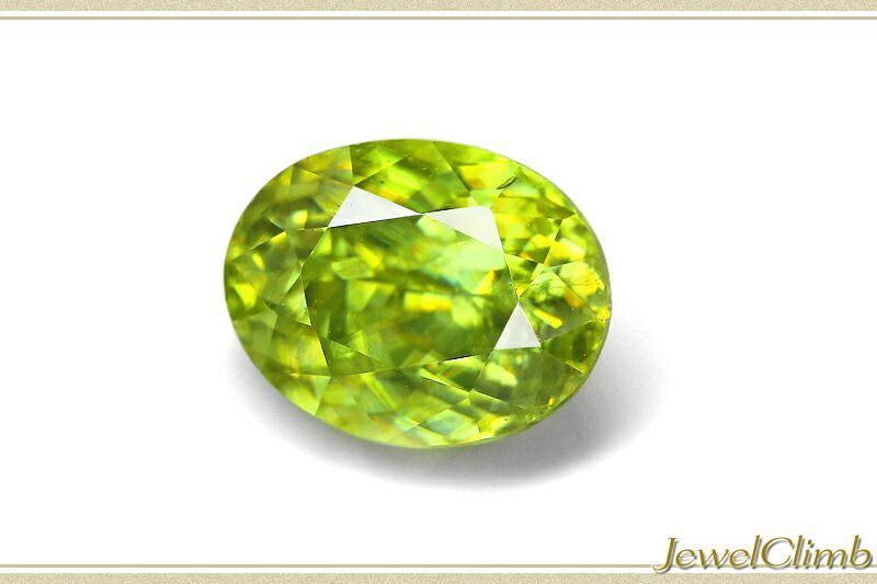 鑑別書付 鮮烈な輝きを放つ 石グリーンスフェーン 宝石 ルース ２ １５ＣＴ