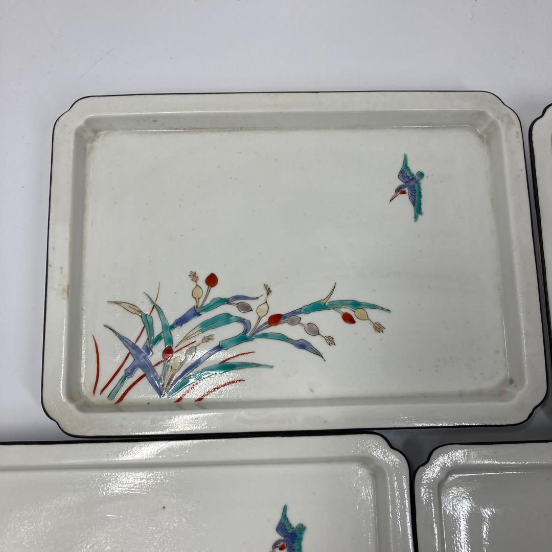 柿右衛門風 色絵 花鳥図 長皿5枚 アウトレット 東さ5-0731① 柿右衛門