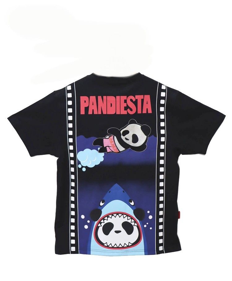 パンディエスタ 半袖Ｔシャツ 582853  熊猫外伝 SHARK パンダ 黒
