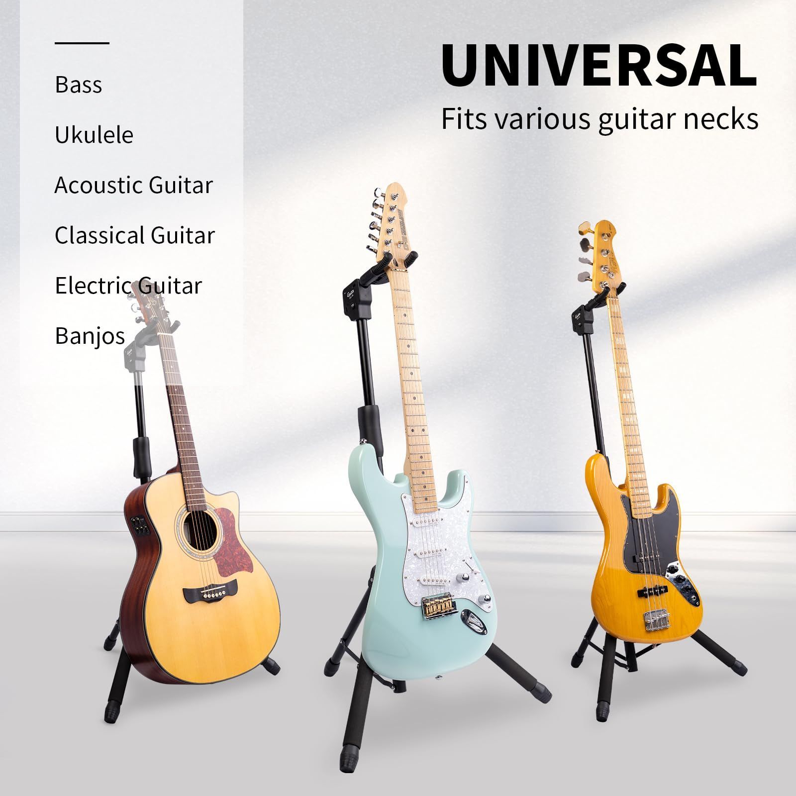 GUITTO ギタースタンド 折りたたみ式 高さ調整可能 三脚 立てかけタイプ 