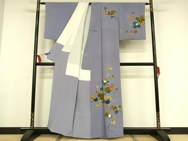 平和屋着物○訪問着 友禅 サルトリイバラ 鬼しぼ縮緬 正絹 逸品