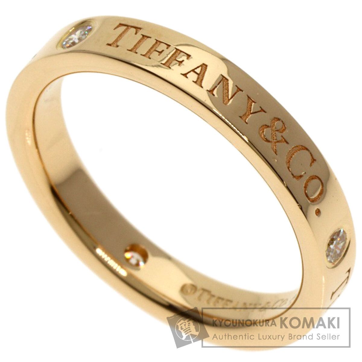 TIFFANY-Co. ティファニー フラット バンド 3P ダイヤモンド リング 指輪 K18PG レディース
