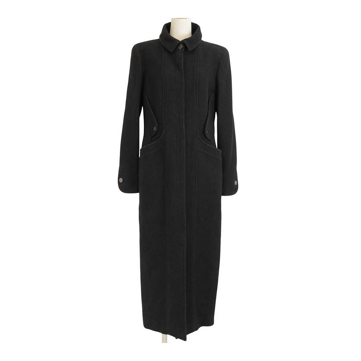 a*n様 CHANEL ブラック ロングコート ストライプデザイン　シャネル a*n様 CHANEL ブラック ロングコート ストライプデザイン シャネル