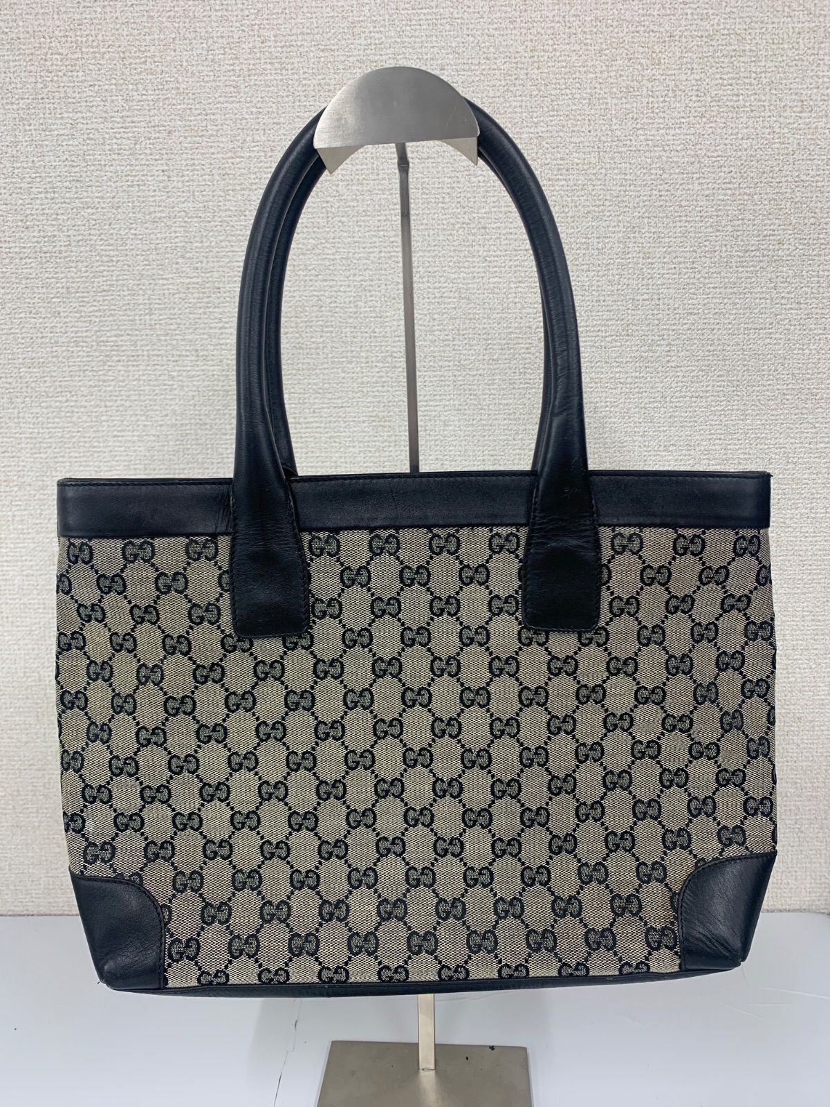 4 GUCCI グッチ ブラック 黒 GGキャンバス トートバッグ