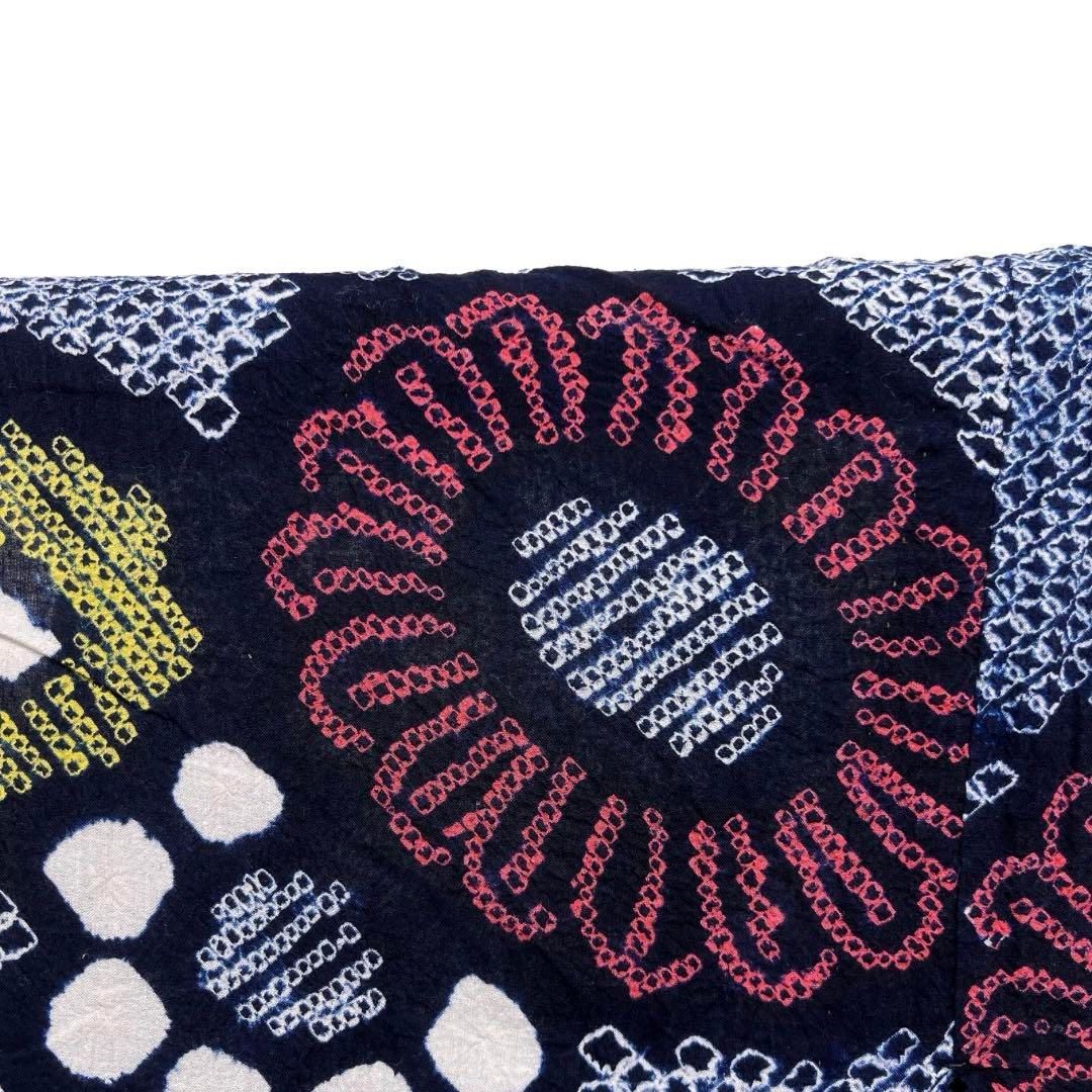 浴衣　有松鳴海絞り　桐の花　ネイビー　藍染　リーフ　着物　063a d 浴衣 有松鳴海絞り 桐の花 ネイビー 藍染 リーフ 着物 063a d - メルカリ