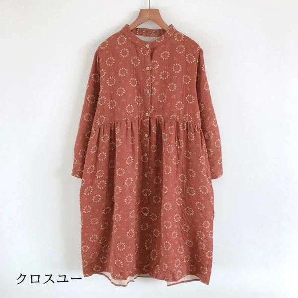 チュニック ロング がーぜシャツ 長袖 シャツ がーぜ 前開き ロングシャツ 花柄 チュニックワンピース 秋 シャツ 綿 スタンドカラー シャツブラウス レディース チュニック ロング がーぜシャツ 長袖 シャツ がーぜ 前開き