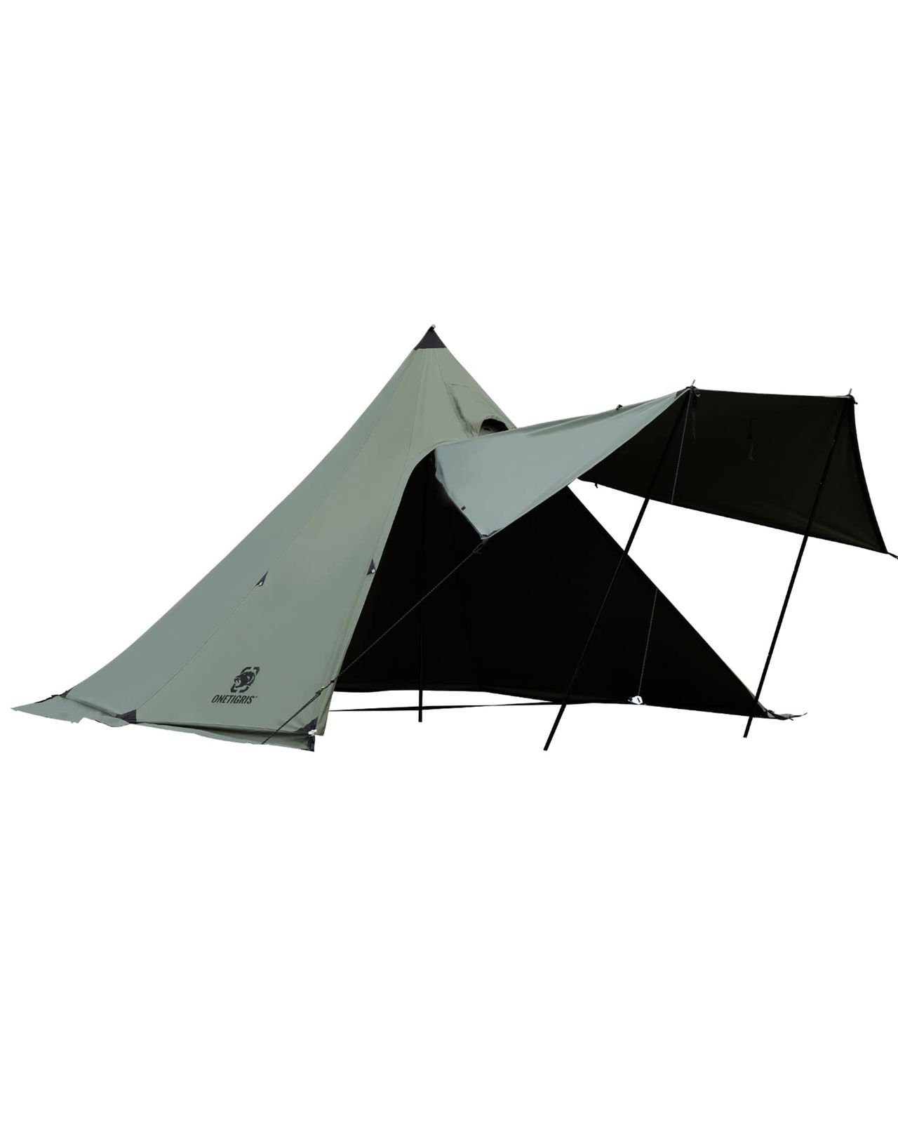 簡単設営 1本メインポール付き ポジショニングロープあり 通気 遮光 2～4人用 ワンポールテント キャンプ用 ポリコットンTC Northgaze アウトドア OneTigris