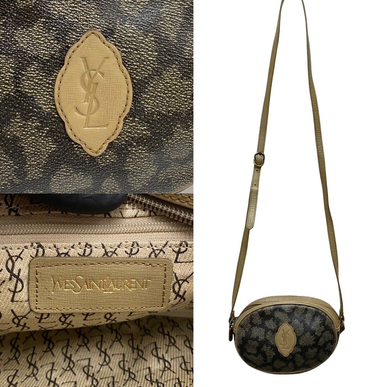 極 美品 希少品 YVES SAINT LAURENT イヴサンローラン YSL ロゴ レザー