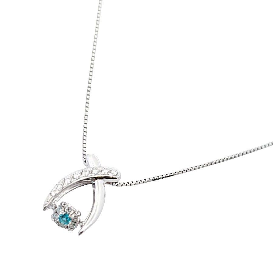 K18WG パライバトルマリン×ダイヤモンド ダンシングストーンネックレス