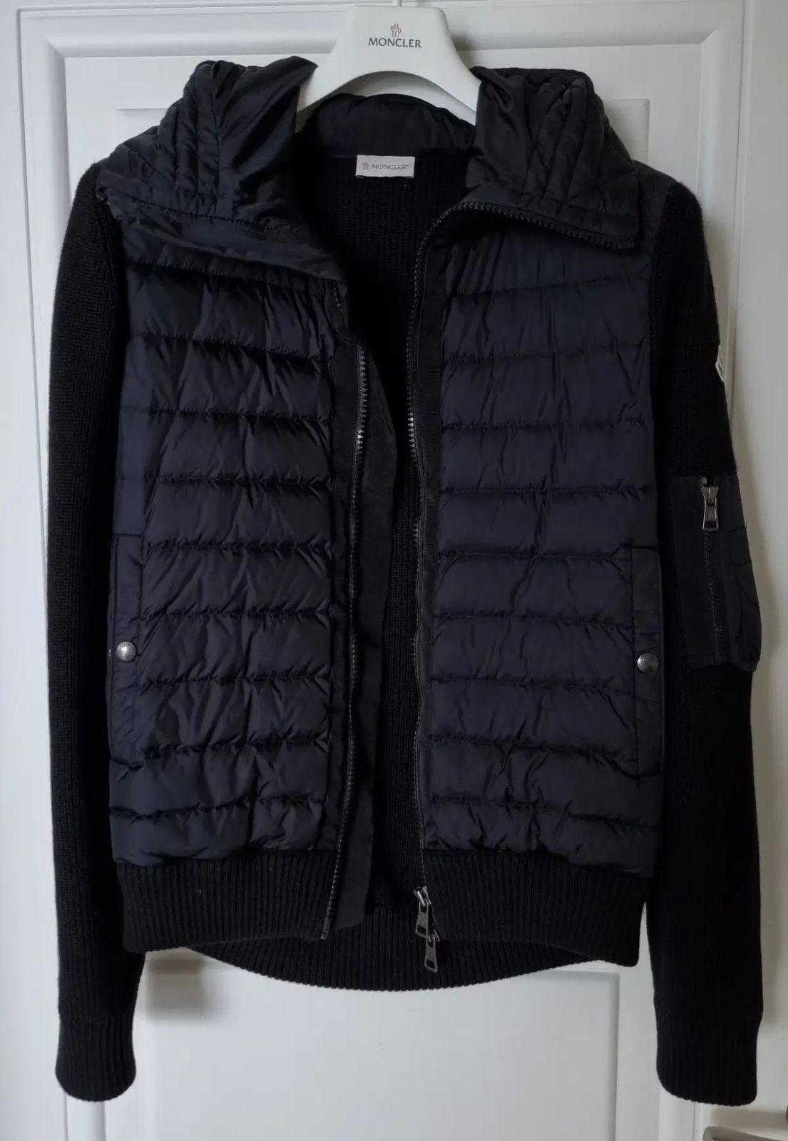 MONCLER モンクレール トリコット フード ニットダウン 黒 l サイズ