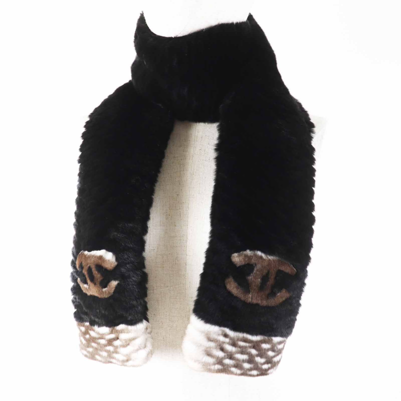 極美品◎CHANEL シャネル 16B オリラグ ココマーク ファーマフラー