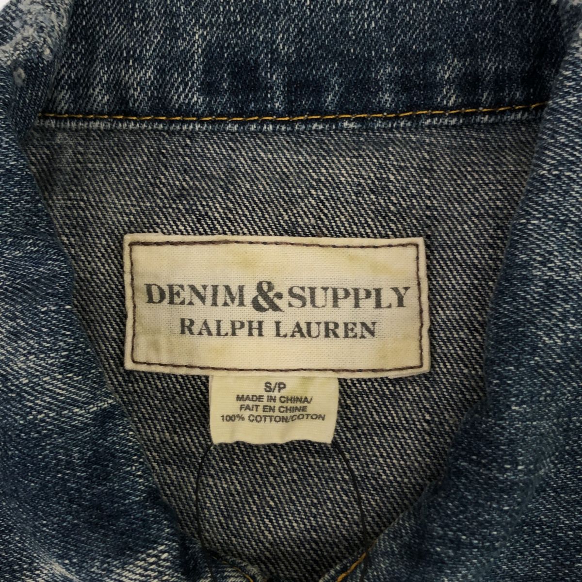 DENIM＆SUPPLY RALPH LAUREN デニムアンドサプライ ラルフローレン MNDSDNMM4T00013 デニムジャケット Gジャン  Sサイズ ブルー バック星条旗プリント ダメージ加工 - メルカリ