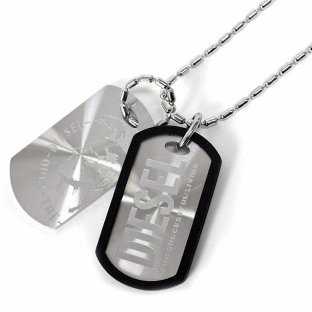 ディーゼル DIESEL ネックレス ペンダント ダブルプレート DIESELロゴ 