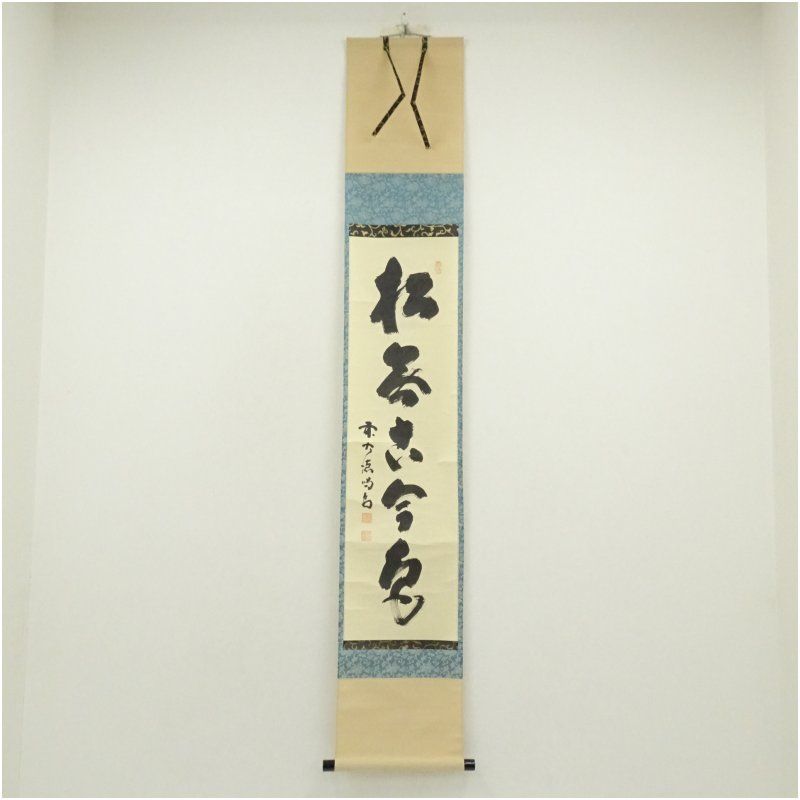 大徳寺 細合喝堂筆 松無古今色 一行書 肉筆紙本掛軸 共箱 掛け軸 床の間 書 おしゃれ 絵画 表具 芸術 茶道 年中掛け インテリア 茶掛 掛物 和室 1月 11月 秋