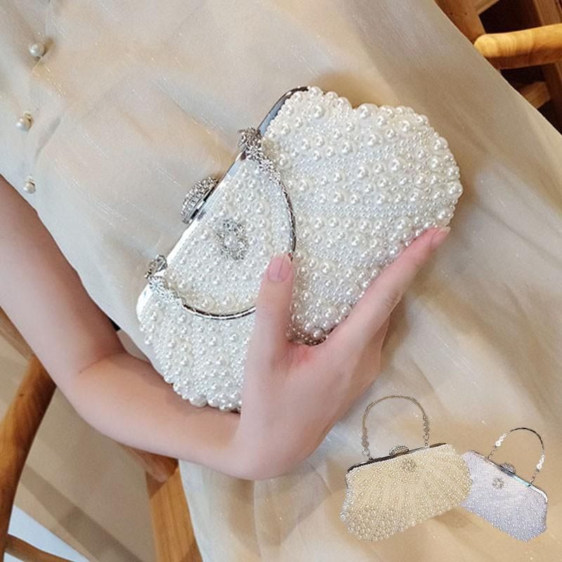 ハンドバッグ 結婚式 パールバッグ がま口かばん レディース 成人式 二次会 パーティーバッグ 3WAY ショルダーバッグ 斜めがけバッグ ビー