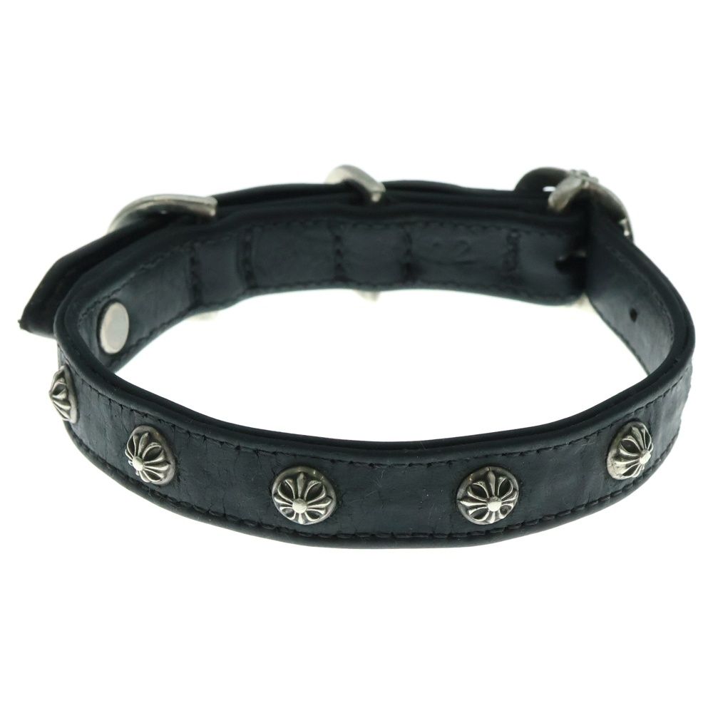 CHROME HEARTS クロムハーツ ガンスリンガー レザー ドッグカラー 首輪 ブラック|シルバー