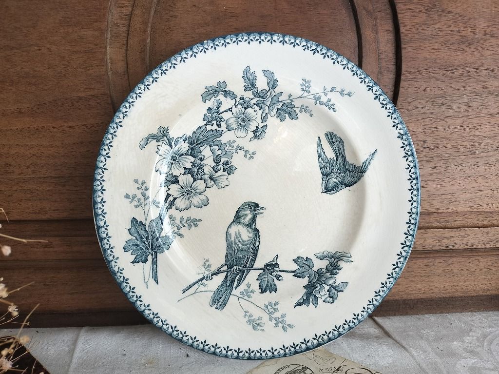フランス　アンティーク　Bordeaux プレート　小鳥　ツバメ フランス アンティーク 小鳥 プレート フランス アンティーク Bordeaux