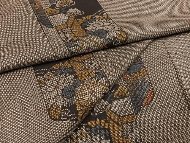 【未使用品・訳あり】白大島紬 着物 正絹 草花柄 カタス式 A-1495 未使用品・訳あり】白大島紬 着物 正絹 草花柄 カタス式 A-1495
