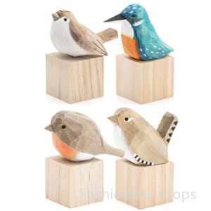 MIOSU 鳥 とり 置物 北欧 雑貨 インテリア 置き物 オブジェ 飾り 木製 手作り 小物 雑貨 幸運 動物 4羽セット かわいい プ