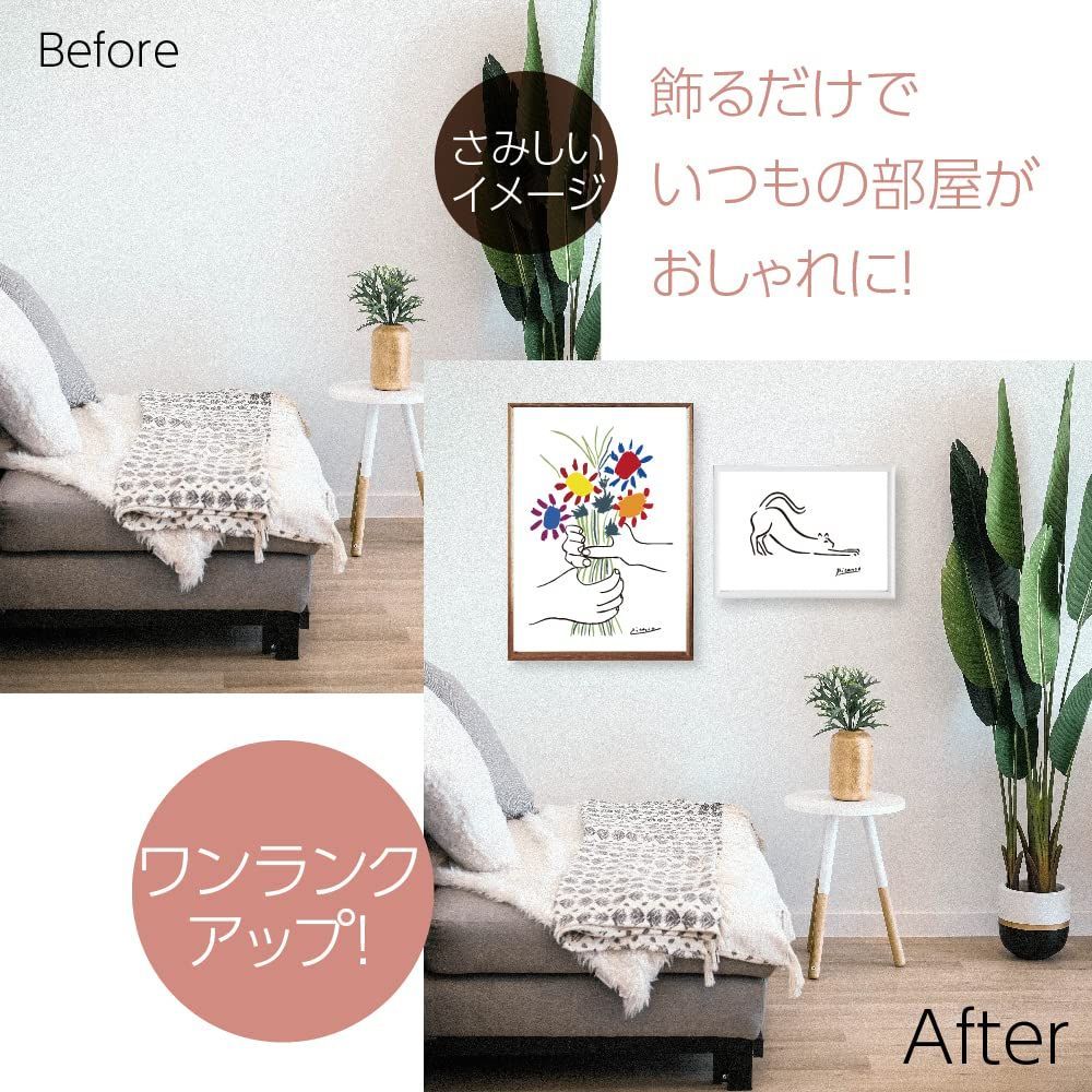 新品 ピカソ ポスター アートポスター 花束を持つ手 ドローイング A2 SQIP (スキップ) ラインアート 線画 カラフル 絵画 絵 北欧 おしゃれ インテリア 014 (A2サイズ（ポスターのみ）)