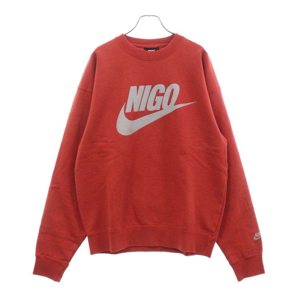 NIKE (ナイキ) 24AW ×NIGO NRG NIGO CREW FLC FV5941-687 ニゴ フロントロゴプリント クルーネック スウェットトレーナー レッド