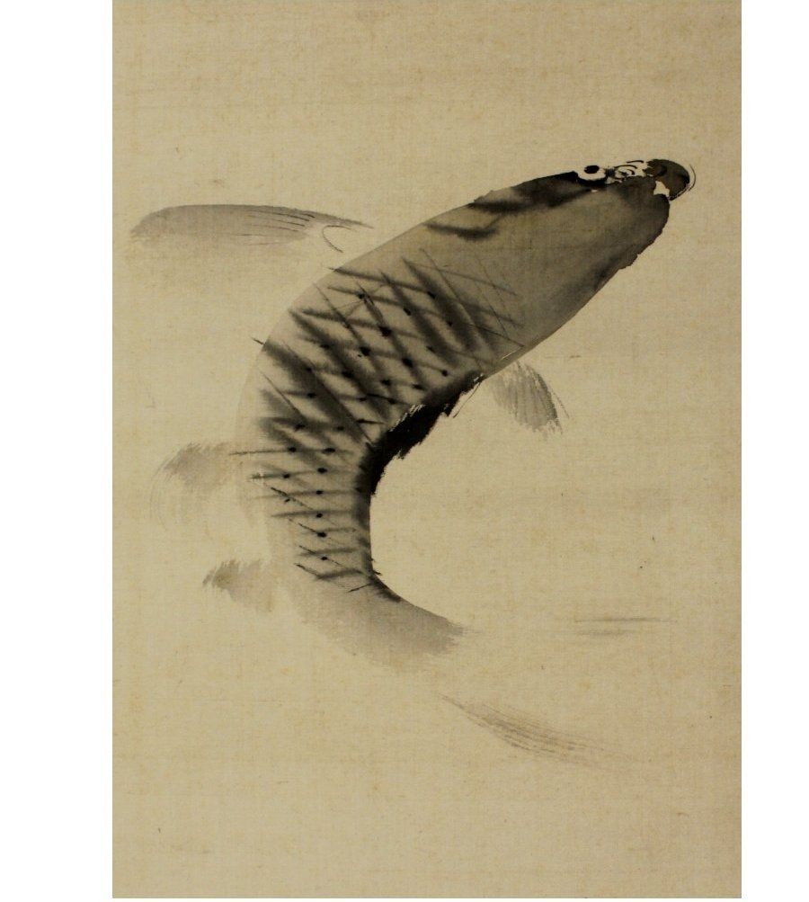 川端玉章／中島来章門 小田海僊・高橋由一師事「俊寛」掛軸 絹本 共箱 二重箱：能 川端玉章／中島来章門 小田海僊・高橋由一師事「俊寛」掛軸