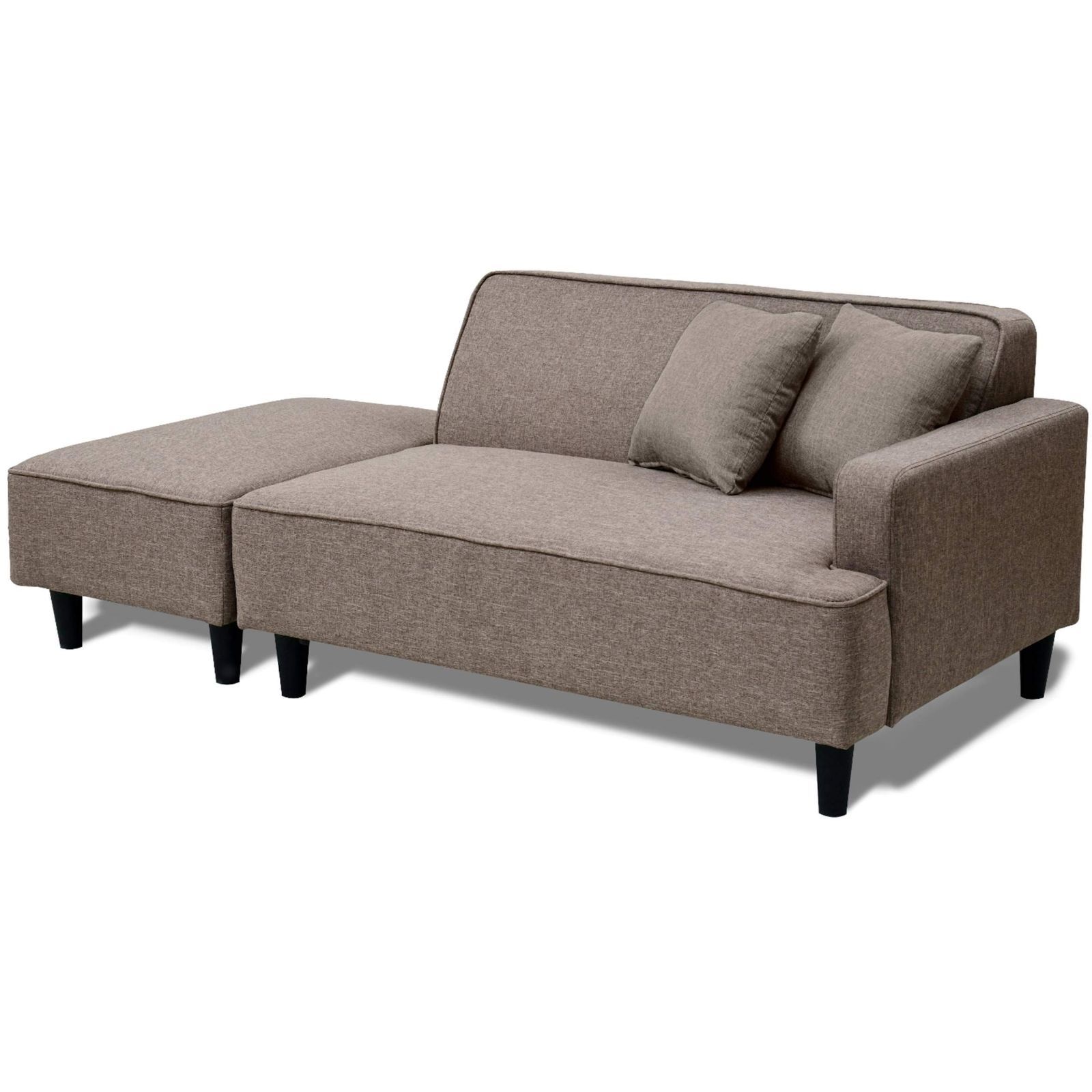 レイアウト自由 ロボット掃除機が通れる 幅110㎝ オットマン 2人掛け クッション2個付き カウチソファ かんたん組立 ブラウン ソファ FHS-160 山善 YAMAZEN BR