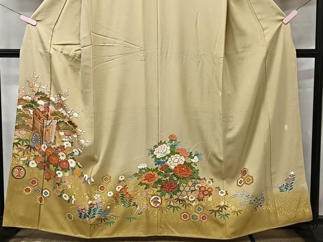 平和屋着物□豪華色留袖 作家物 舞花文 金彩 正絹 逸品 AAAX5023ph