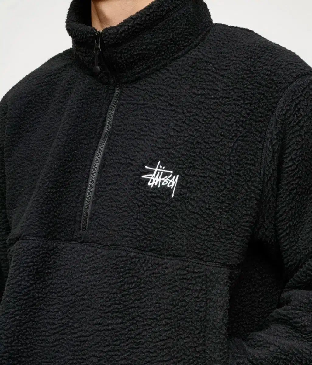 STUSSY ステューシー ポーラ フリース ハーフ ジップ モクネック 黒 118542