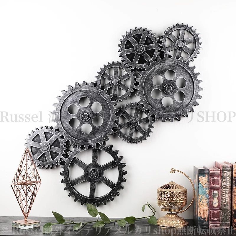 壁掛け 歯車 デザイン アメリカンレトロ アンティーク加工 立体