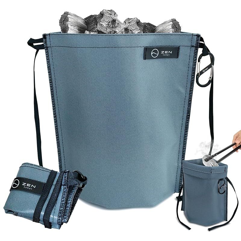ZEN Camps 火消し袋 アッシュキャリー アースカラー 炭処理袋 炭消し袋 炭袋 防水 自立 Ash Carry キャンプ 耐熱性 難燃性 コンパクト 大容量 (S(25*24cm)ブルー) 1