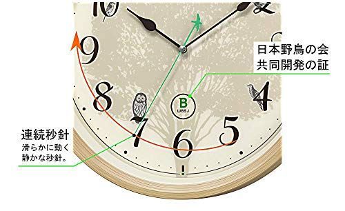 プラスチック枠 リズムRHYTHM 掛け時計 電波 アナログ 連続秒針 野鳥の