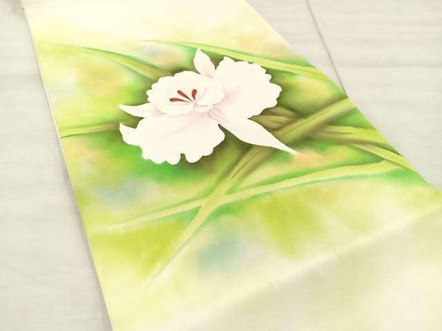 平和屋着物○綴れ 八寸名古屋帯 舞花文 白鼠色 正絹 逸品 DAAW6805ob