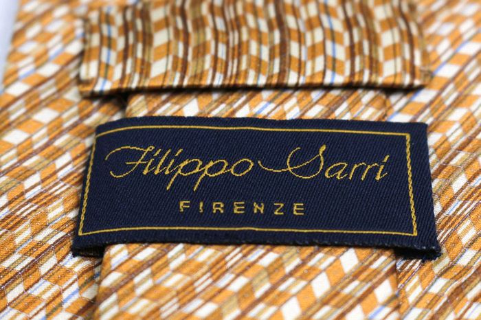 フィリッポサリ ブランド ネクタイ ストライプ柄 シルク 伊製 PO メンズ ブラウン Filippo Sarri ｲﾀﾘｱﾌｪﾚﾝﾂｪ 世界最高峰 フィリッポサリ ブランド ネクタイ ストライプ柄 シルク 伊製 PO