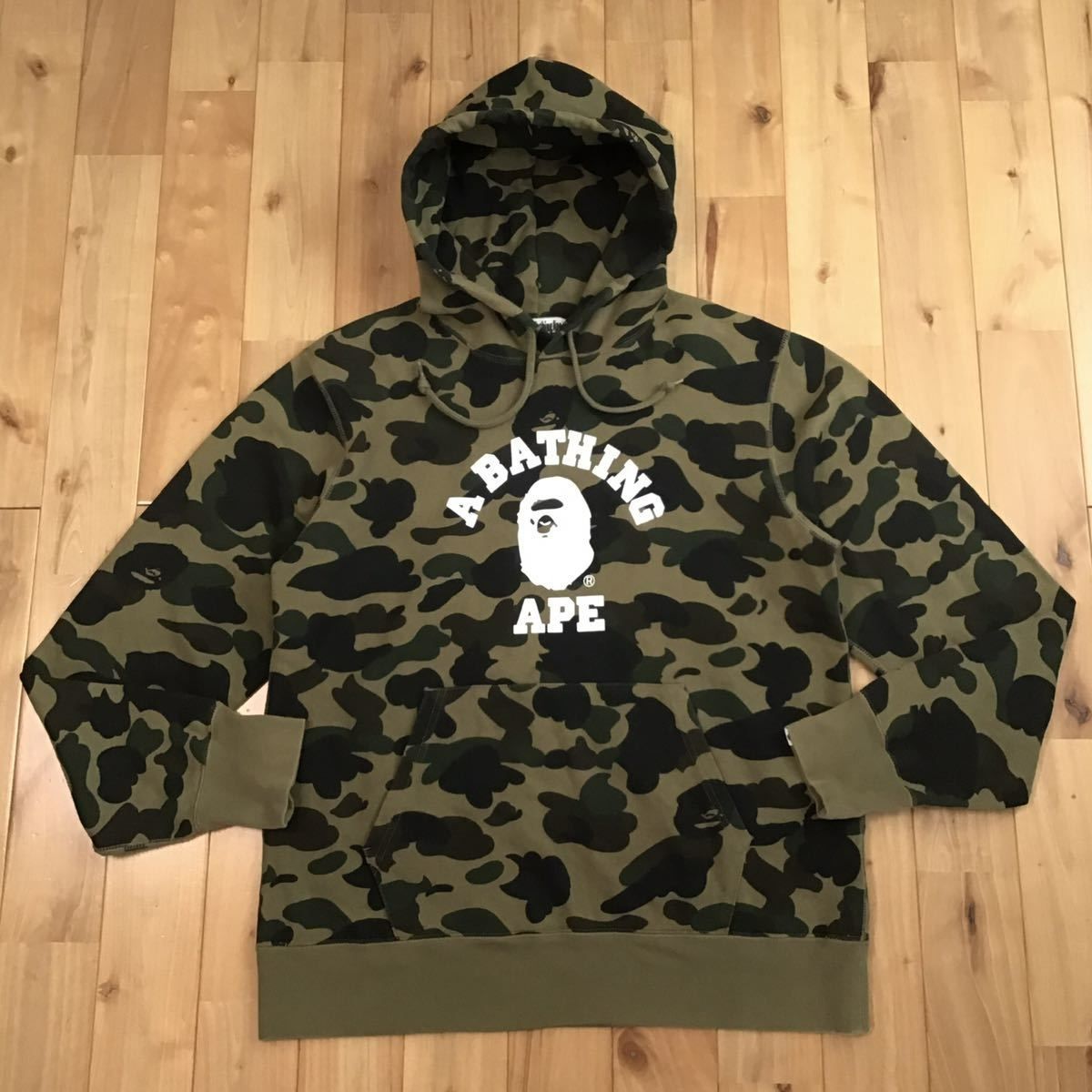 ☆XL☆ カレッジロゴ 1st camo green プルオーバー パーカー a bathing ape BAPE pullover hoodie  エイプ ベイプ 迷彩 - メルカリ