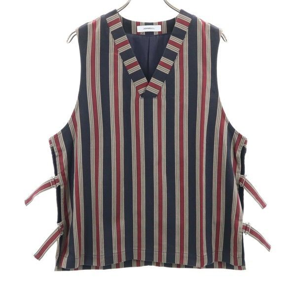 未使用 ジョンブル オリジナル柄 ストライプベスト L えんじ×黒 