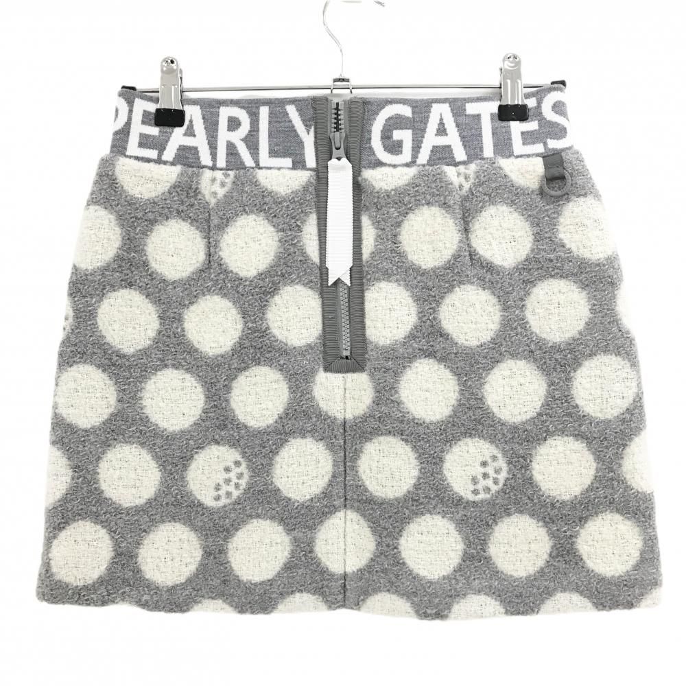 パーリーゲイツ ウールスカート グレー×白 ドット柄 裏地メッシュ ウエストゴム レディース 0 S ゴルフウェア PEARLY GATES