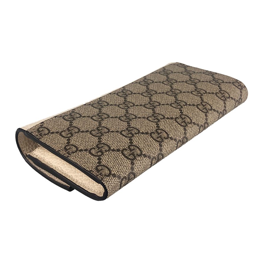 グッチ GUCCI GGマーモント コンチネンタルウォレット ダブルG 二つ折り長財布 GGスプリーム 456116 ベージュ レザー PVC  レディース財布 ju【中古】
