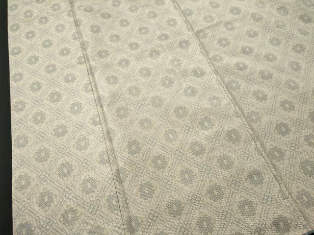 平和屋着物▽本場大島紬 白大島 単衣 菱繋ぎ 正絹 逸品 DAAS0073az