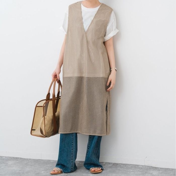 Spick - Span スピックアンドスパン 25040200411010 絡み織りメッシュレースベスト レディース ベージュ