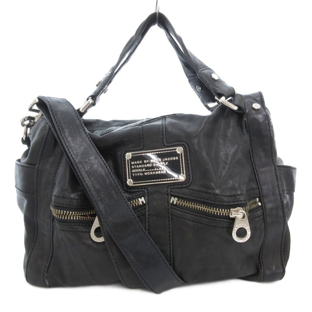 MARC JACOBS ブラックレザー ハンドバッグ　ブラック マークバイマークジェイコブス MARC by MARC JACOBS