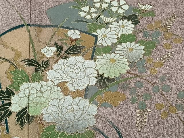 平和屋着物●訪問着　駒刺繍　更紗花文　暈し染め　金銀彩　正絹　逸品　DAAU0626tw 平和屋着物○訪問着 駒刺繍 更紗花文 暈し染め 金銀彩