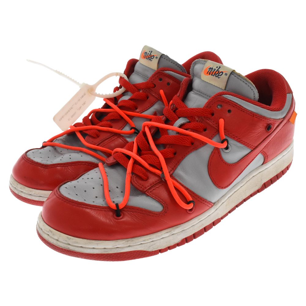 NIKE (ナイキ) ×OFF-WHITE DUNK LOW LTHR/OW オフホワイト ダンク ローカットスニーカー レッド US10/28cm  CT0856-600 - メルカリ